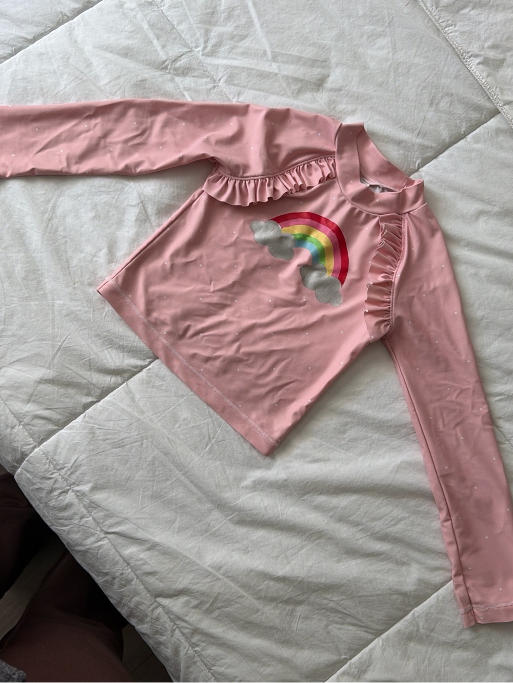Tucker + Tate Pink Rainbow Ruffle Rashguard size 4T